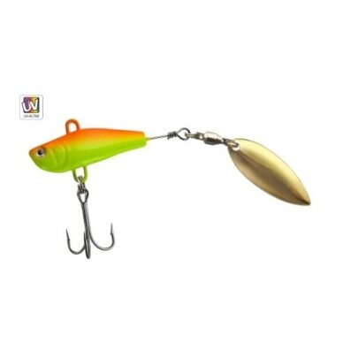 Blizgė Spin Tail Jig su lapeliu 17g 5cm UV 1