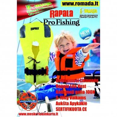 VAIKAMS KŪDIKIAMS RAPALA Gelbėjimosi liemenė Life Vest Baby 5-10kg 100N Pilnai Vaikų Apsaugai 1