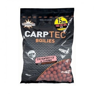 Boiliai DYNAMITE BAITS CARPTEC STRAWBERRY CREME 1.8kg 15mm