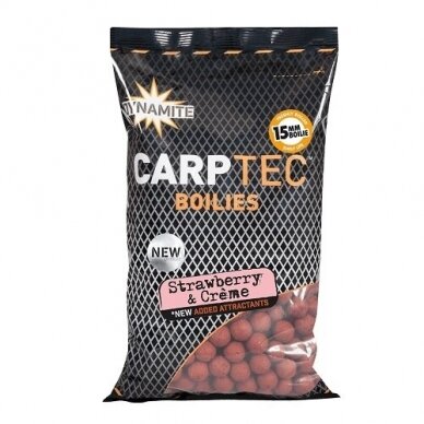 Boiliai DYNAMITE BAITS CARPTEC STRAWBERRY CREME 900G 20MM