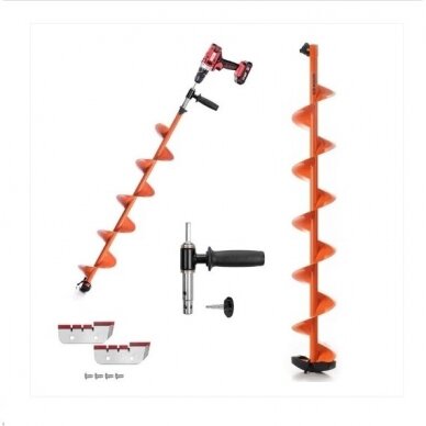 Grąžtas Ledui PRO 130mm/150mm į Elektrinę Drelę + perėjimas Orange