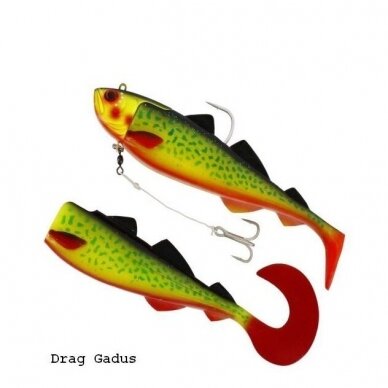 Guminukas su galva Kinetic Crazy Daisy Drag Gadus Norvegijai Otų Halibutų Žvejybai Stambioms menkėms 400g 27cm