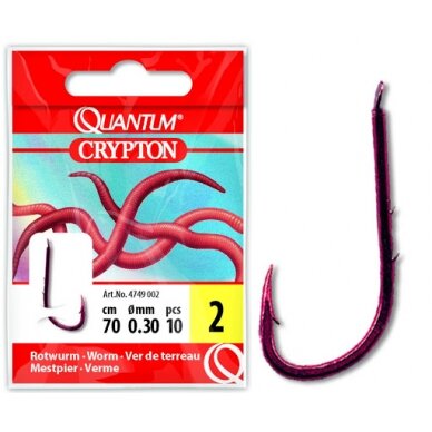 Kabliukai su pavadėliu sliekui Quantum Red Worm