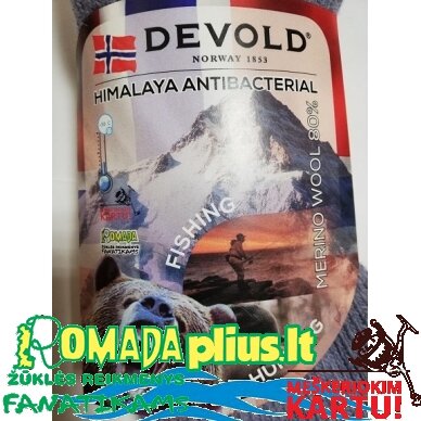 Kojinės Devold Himalay Merino Dydis 43-46 -30C 80% Merino Vilna Žvejams ir Medžiotojams spalva juoda