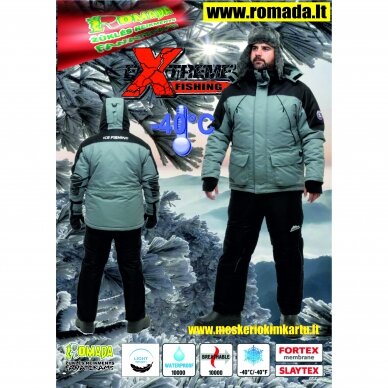 Kostiumas Silver Ekstremalus Nisus iki -40C Membrana 10.000/10.000 EXTREME WINTER FISHING SUIT GRAY