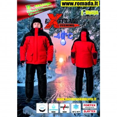 Kostiumas RED Ekstremalus Nisus iki -40C Membrana 10.000/10.000 EXTREME WINTER FISHING SUIT