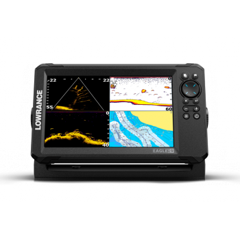 Naujas Eagle Eye™ 9” & Worldwide Base Map Live Lowrance Transducer su integruota Ypatingai sufokusuotas gyvas sonaras sujungiamas su CHIRP ir DownScan Imaging™ su FishReveal™ viename 6