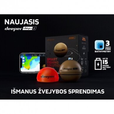 Naujas Modelis 2022/23 metų DEEPER Echolotas Smart Sonar CHIRP+2 + Wifi+GPS