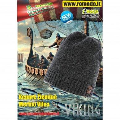 Naujiena Viking Merino Vilnos 100% Šilta Žieminė Kepurė megzta Beanie