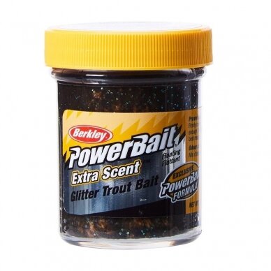 Pasta Upėtakiams Powerbait Gliter Trout Plaukianti BERKLEY Natural Scent Glitter Worm Pearl 50g naktinio slieko skonio