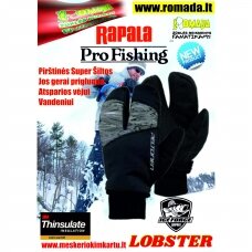 Pirštinės Super Šiltos LOBSTER Žiemos sezonui Vandeniui atsparios Aukšta kokybė Rapala