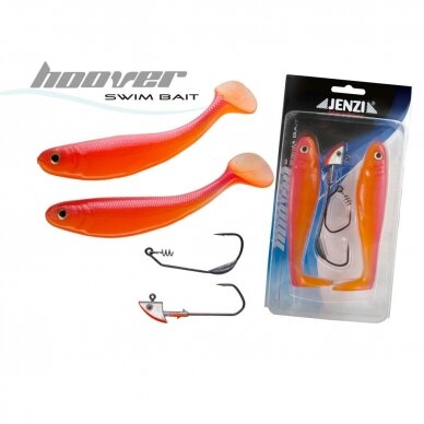 Riperiai Set Swim-Bait Plaukiantis 3D guminukai UV Red