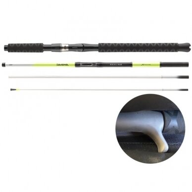 Spiningas jūrinis DAIWA Kelioninis Sea Line Xtrem Interline Travel 2.35m 15-30LB 4-dalių Transportavimo ilgis 65cm + Kietas Dėklas 4