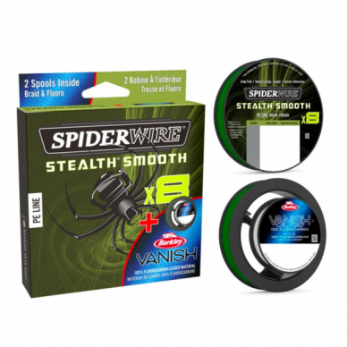 Valas pintas SpiderWire x8 + Fluorocarbon Berkley USA IŠPARDAVIMAS -50%