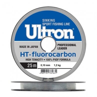 Valas Nematomas Ultron FLUOROCARBON 100% Fluorocarbon -30C 25 m fishing line winter made in Japan 1