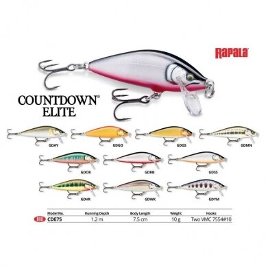 Vobleris RAPALA COUNTDOWN® ELITE 3.5cm 4g Upėtakių siaubas